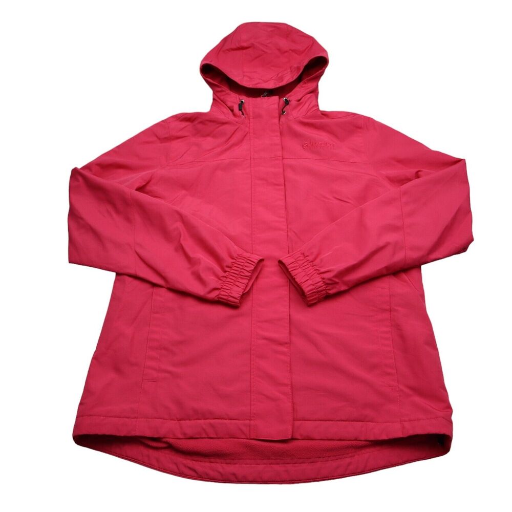 Magellan Outdoors Jacket Womens M Red Fleece Lined Hooded Full Zip Windbreaker